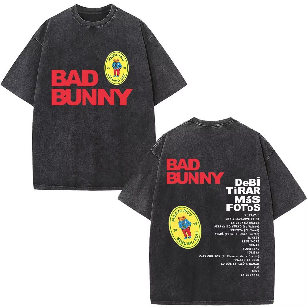 Washed Vintage Bad Bunny DTMF Residencia En El Choli Merch TShirts Debi Tirar Mas Fotos Tshirt Mens Hip Hop Oversized Tshirts