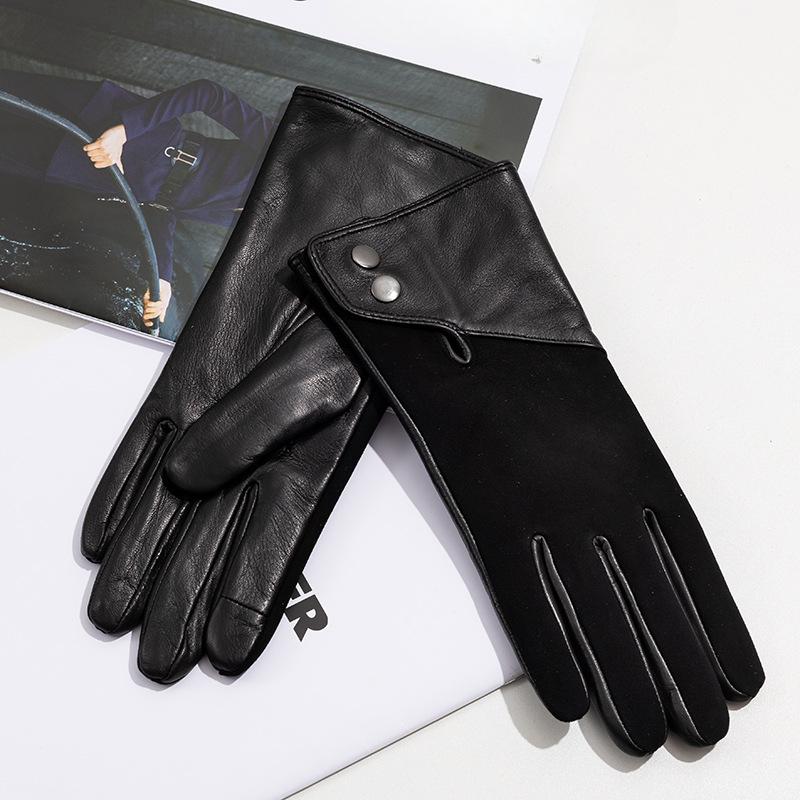 Женские перчатки из натуральной кожи овчины и кашемира Модные и теплые Полнопалые и с двумя пальцами для сенсорного экрана для катания на лыжах