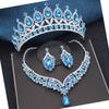 Gorgeous Royal Blue Crystal Bridal Jewelry Sets Colorful Tiaras Earrings Necklaces Set for Women Wedding Dress Crown Jewelry Set
