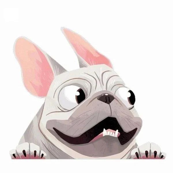 Наклейки на автомобиль Французский бульдог Виниловая наклейка на лобовое стекло Декор Водонепроницаемые Креативные наклейки на автомобиль Украшения 12*10 см Стиль Мультяшная собака