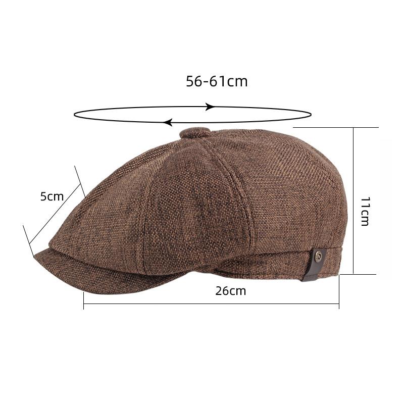 Spring Summer Men Octagonal Herringbon Beret  Newsboy Cap Retro British Style Flat Caps Breathable Berets