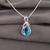Rare Swiss Blue Topaz Gemstone 925 Sterling Silver Jewelry Zircon Pendant 1.22" CZP-13-2