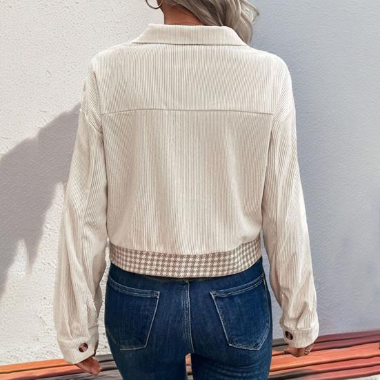 Fall Spring Lady Coat Plaid Print Cardigan Button-down Long Sleeves Chest Pockets Turn-down