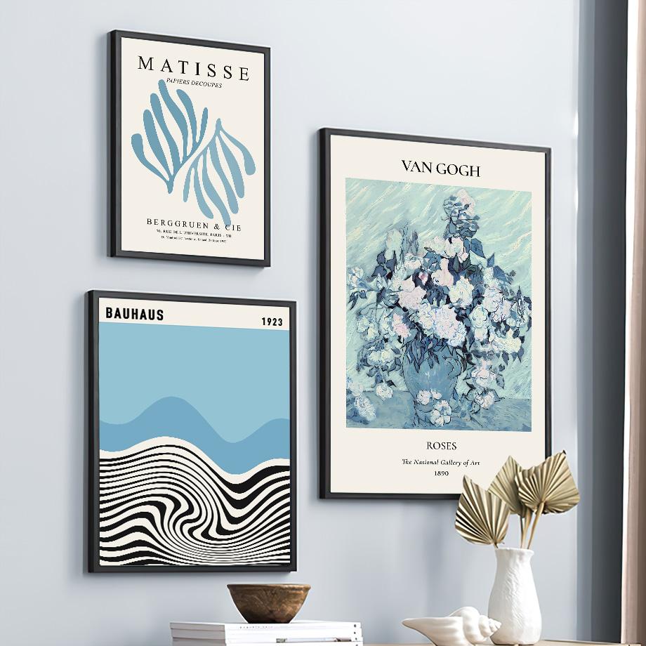 Синий цветочный рынок плакаты и принты Баухаус Уильям Моррис настенная живопись на холсте скандинавская гостиная украшение дома фреска