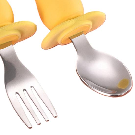 2 шт./компл., детская ложка, вилка, круглая форма, термостойкий пищевой материал, кухонная утварь для кормления детей для дома