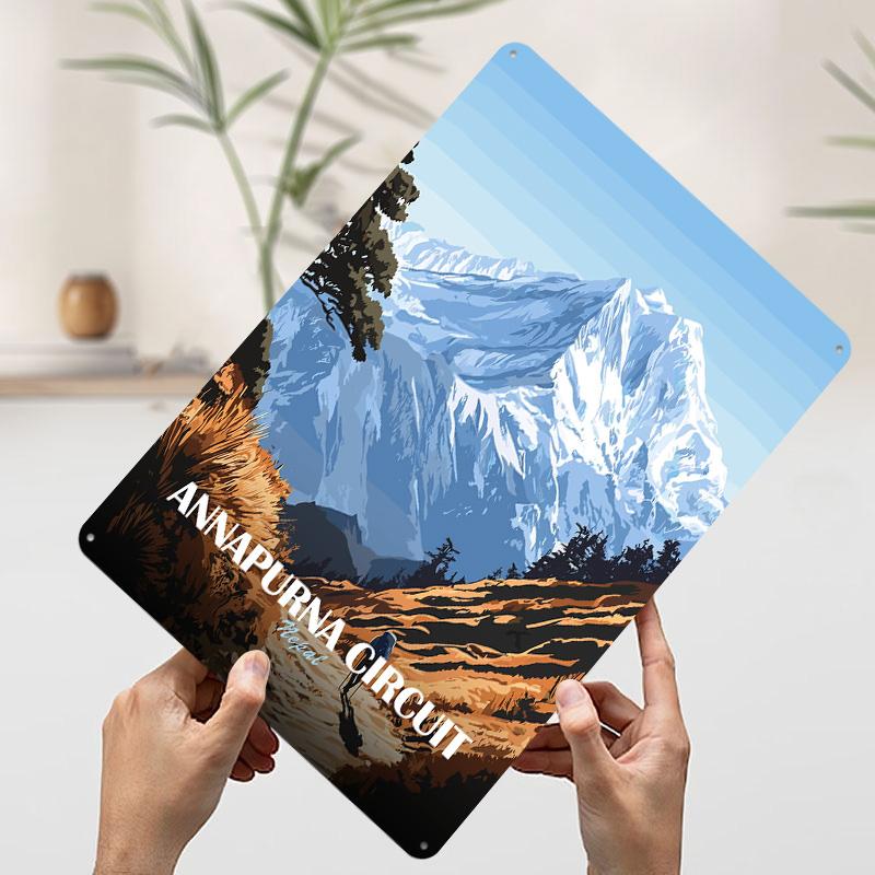 Annapurna Circuit Nepal Mountain Landscape Metal Poster Customized Wall Art Retro Vintage Tinplate Signs for Bedroom Decorations