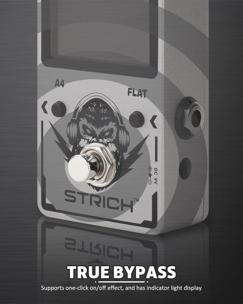 STRICH Tuner Гитарная педаль Precision Chromatic Drop Tuning A4 True Bypass Цветной дисплей для электрогитары/баса 430-450 Гц