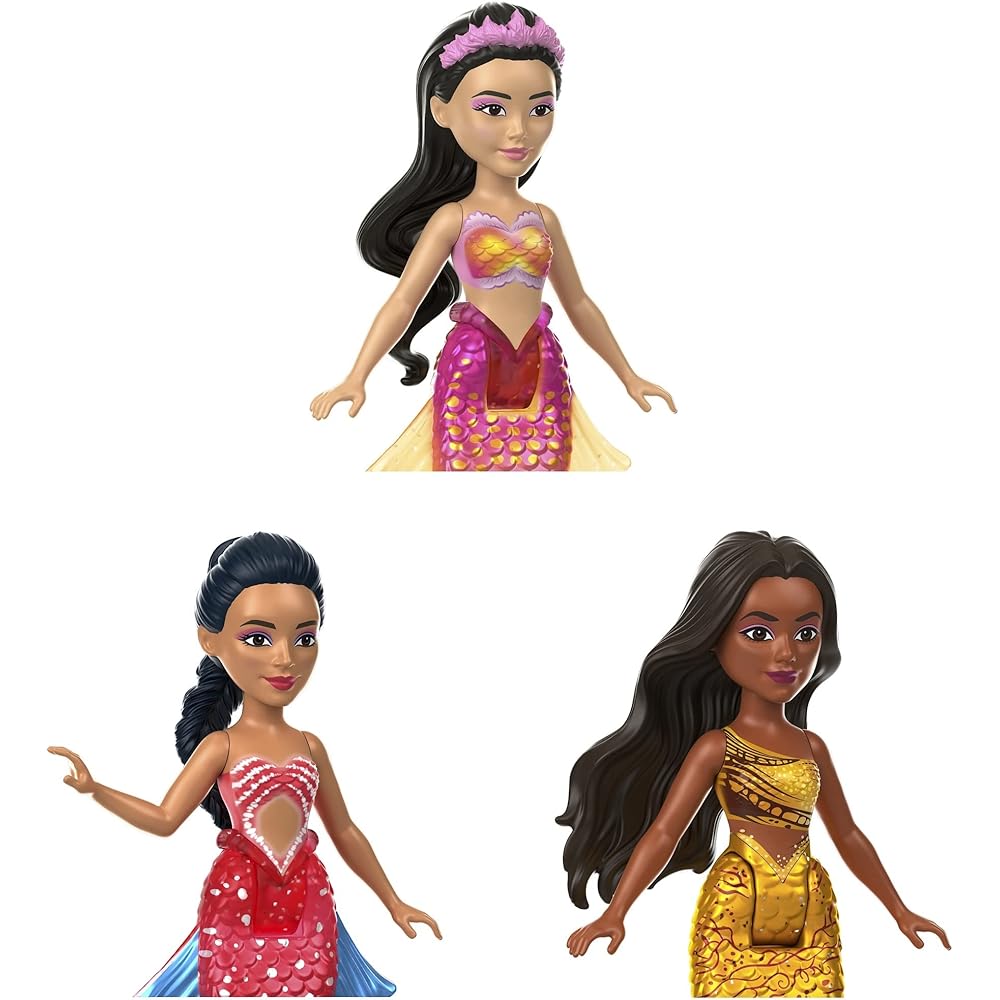 Набор мини-кукол Mattel Disney Русалочка, 7 шт., с блестящим хвостом, подвижные, для переодевания, от 3 лет
