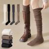 Women's Knee-High Socks - High Elasticity Thin Long Stacked Solid Color Polyester Stockings, All-Season Machine Washable