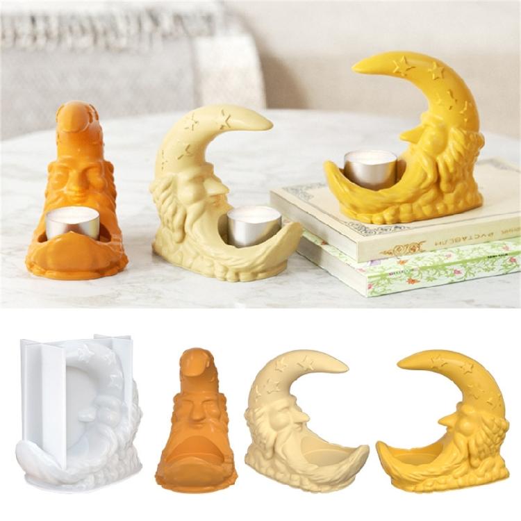 Santa Clause Moon Shaped Silicone Molds For Epoxy Resin Making Candle Tealight Holder Gypsum Ornament Christmas Gift