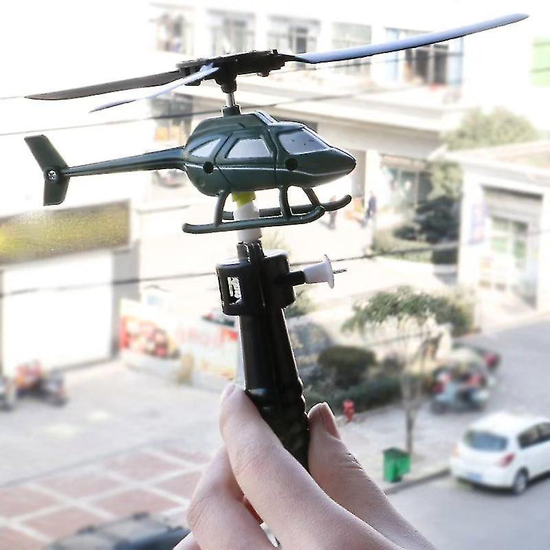 Wuzhou-5pcs Flying Helicopter Set Realistic Pull String Flying Chopper With Launcher For Kids Mixed Color Mixed Pattern