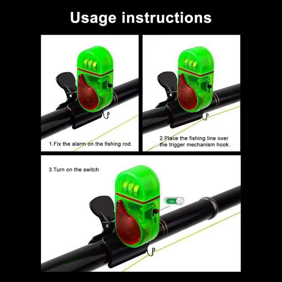 4 шт. Сигнализатор поклевки для удочки Водонепроницаемый светодиодный оповещатель с громким зуммером Клипса Электронный датчик для ночной рыбалки для всех удилищ