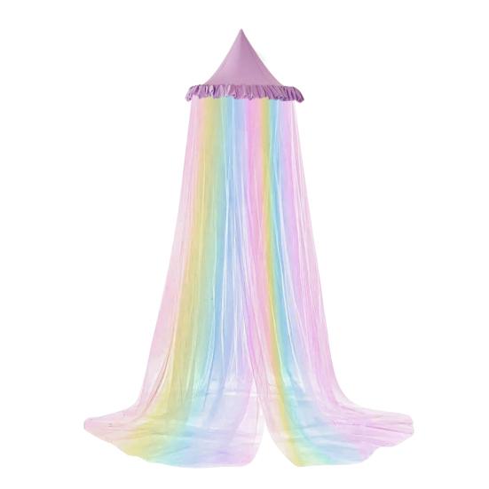 Rainbow Bed Canopy for Girls Dreamy Kids Princess Dome Bed Tent Breathable