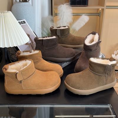 Женские больших размеров на мягкой подошве с увеличением высоты теплые меховые зимние нескользящие износостойкие снежные ботинки плюшевая подкладка уличные спортивные хлопковые ботинки