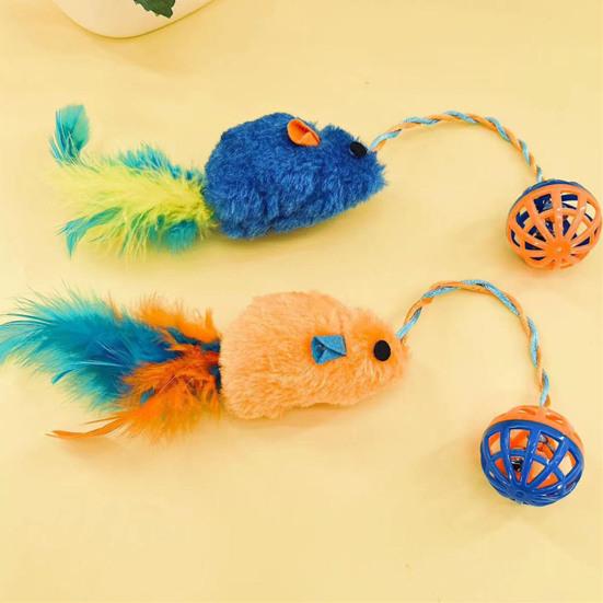 Интерактивная игрушка-мышка для кошек с колокольчиками, имитация плюшевой мыши, жевательная игрушка для кошек, пушистая игрушка-колокольчик для кошек, живущих в помещении