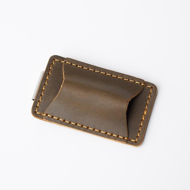 Wear-resistant Vintage Leather Pen Loop Holder Double Slot Metal Clip Pen Case for Long Term Daily Office Use