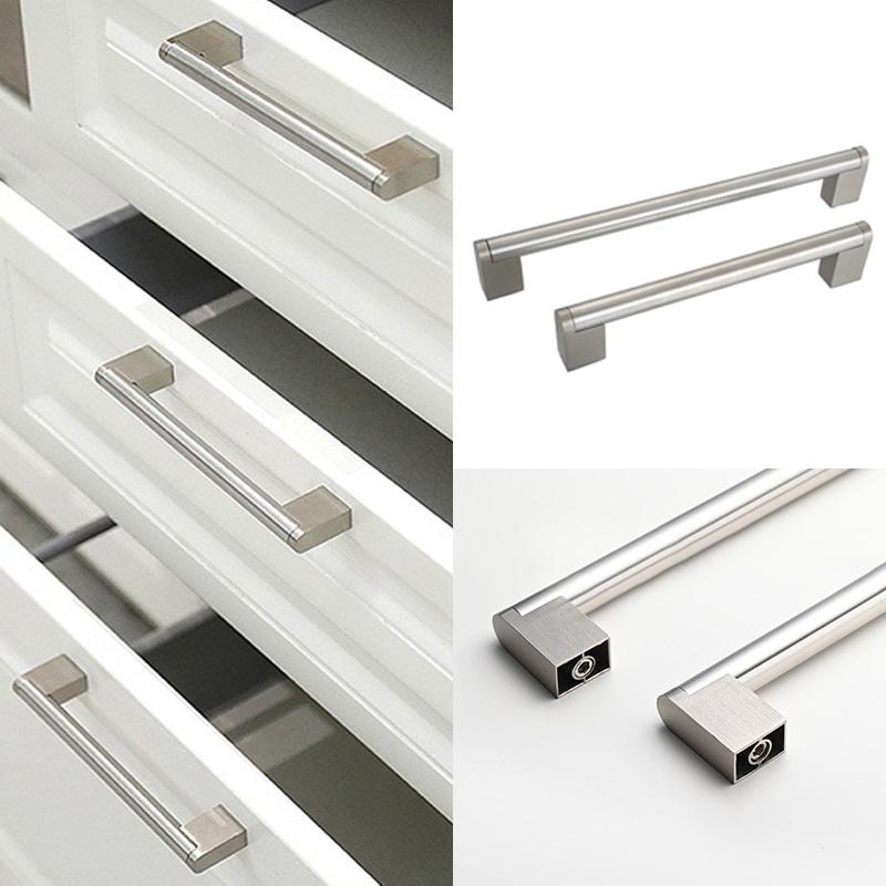 1 шт. Мебельные ручки-скобы серебристые для шкафа, кухни, сделай сам, из нержавеющей стали, ручка-кнопка для двери