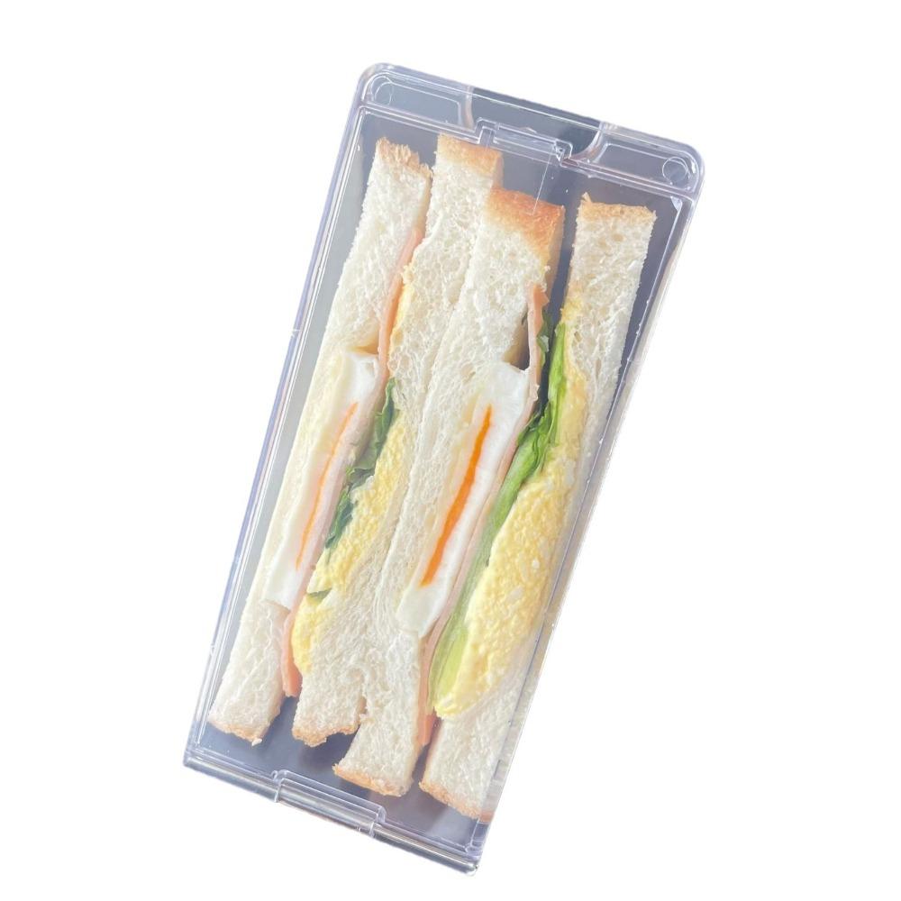 2Pcs Rectangular Sandwich Container Snap Lock Sealing Lid Sandwich Case Sandwich Holder Lunch Carry