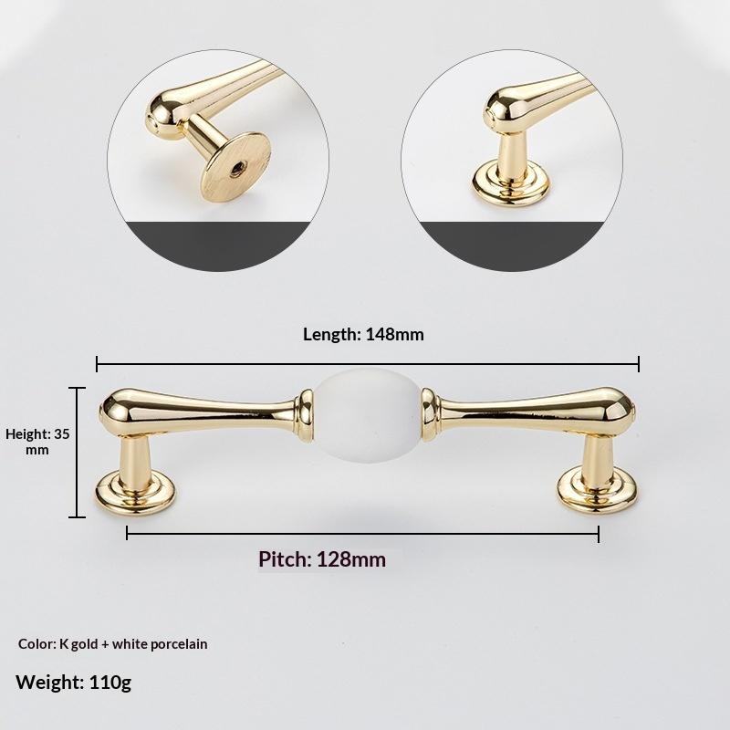 Modern Colored Ceramic Furniture Handle Golden Wardrobe Cabinet Handles Closet Door Knob Dressing Table And Drawer Pull Hardware