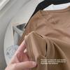 Женская кофейного цвета футболка с U-образным вырезом, коротким рукавом, приталенного кроя