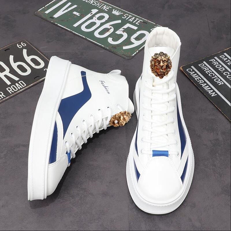 Fashion European and American Riding Boots for Men, Korean-style Casual High-top Shoes, Thick-soled Plush Short Boots A2