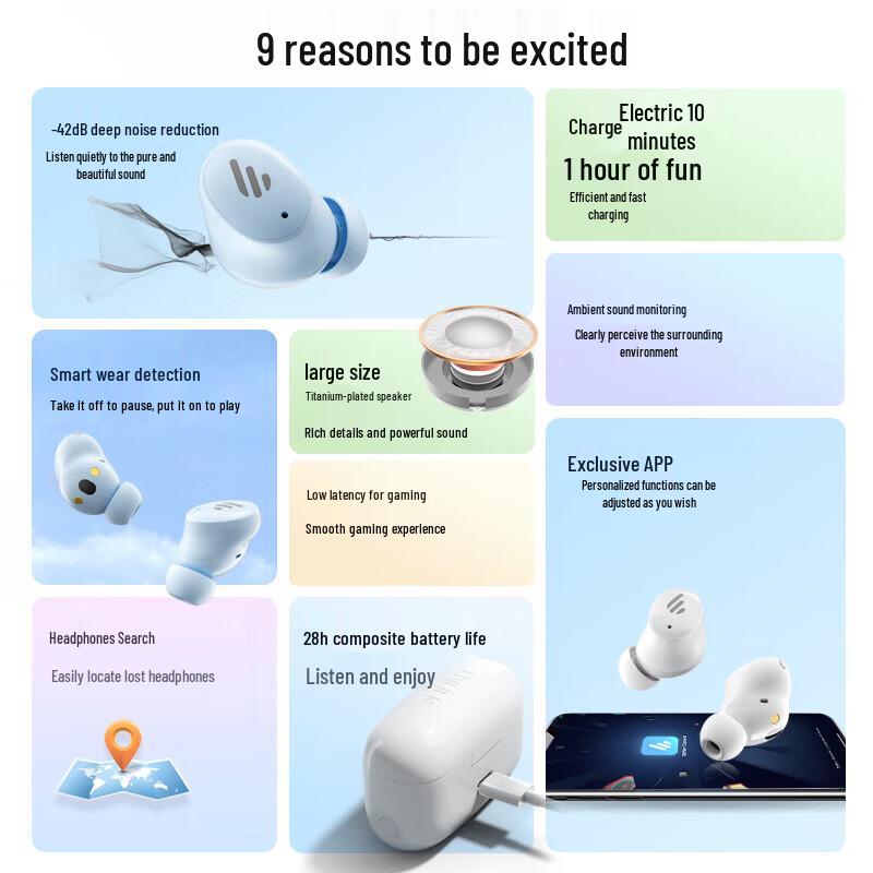 EDIFIER TWS1 ANC True Wireless Noise Cancelling Earbuds