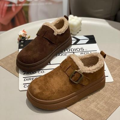 Женские эластичные толстые подошвы зимние меховые теплые противохолодовые утепленные сноубутсы нескользящие износостойкие повседневные спортивные хлопковые ботинки меховая обувь