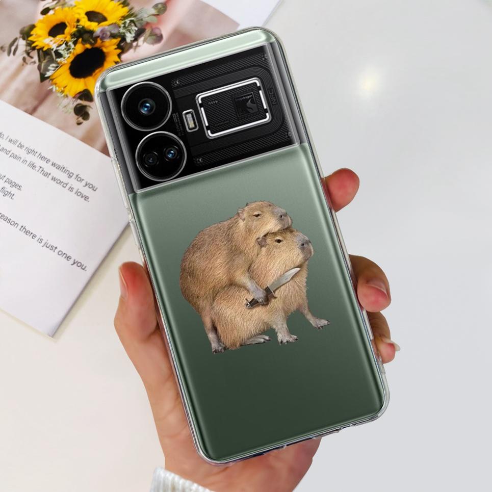 For Realme GT5 Case Clear Silicone Soft TPU Cover For OPPO Realme GT 5 RealmeGT5 Cases Flower Marble Jelly Bumper Coques