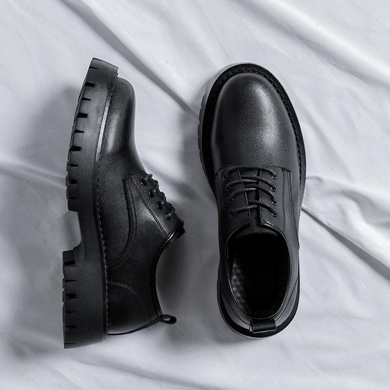Повседневная кожаная обувь мужская корейская версия трендовая британская универсальная обувь подростковая студенческая обувь круглый носок маленькая кожаная обувь 68303-R