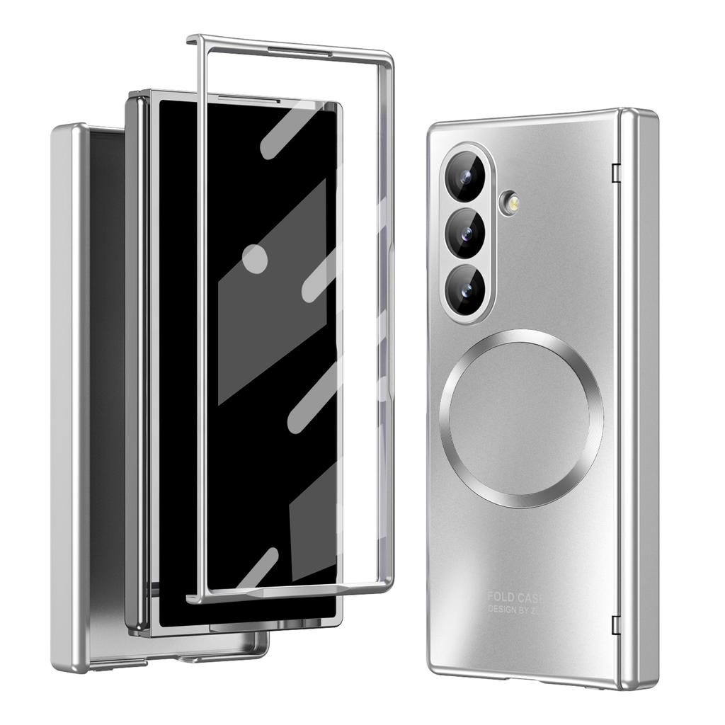 Для Samsung Galaxy Z Fold7 5G Чехол Гальванизированный ПК Магнитная накладка для телефона с защитной пленкой из закаленного стекла