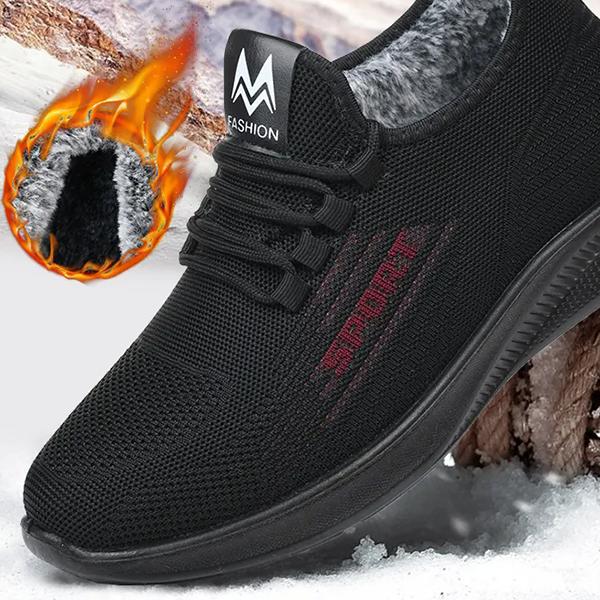 WTEMPO Мужские теплые однотонные туфли на плоской подошве, нескользящие повседневные туфли, зимние мужские туфли большого размера из хлопка, мягкие плюшевые кроссовки на подошве