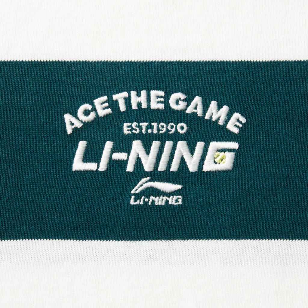 Li Ning Серия Спортивный Тренд Удобная Простая Модная Футболка с Коротким Рукавом и Принтом Букв Свободного Кроя с Круглым Вырезом Унисекс Футболка Белая Зеленая AHSV227-2