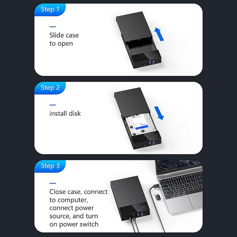Док-станция для корпуса жесткого диска с 2 портами USB3.0 5 Гбит/с для быстрой передачи данных для 3,5" и 2,5" дисков, подключение USB 3.0 DC12V