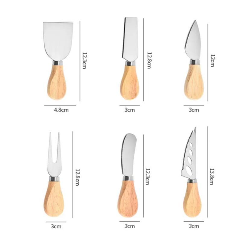 Stainless Steel Cheese Knives Set Cheese Slice Cutter Cheese Spreading Fork for Kitchen Charcuterie Boards Accessories 6