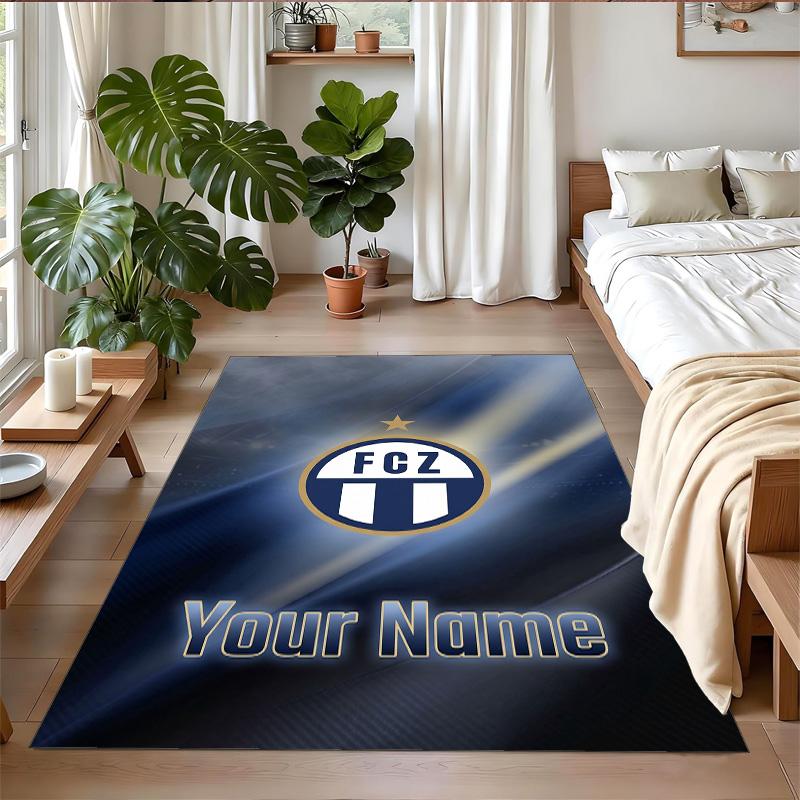 Crystal Velvet Rug Custom Name Text, Soft Non Slip Floor Mat Home DecorFC Zürich