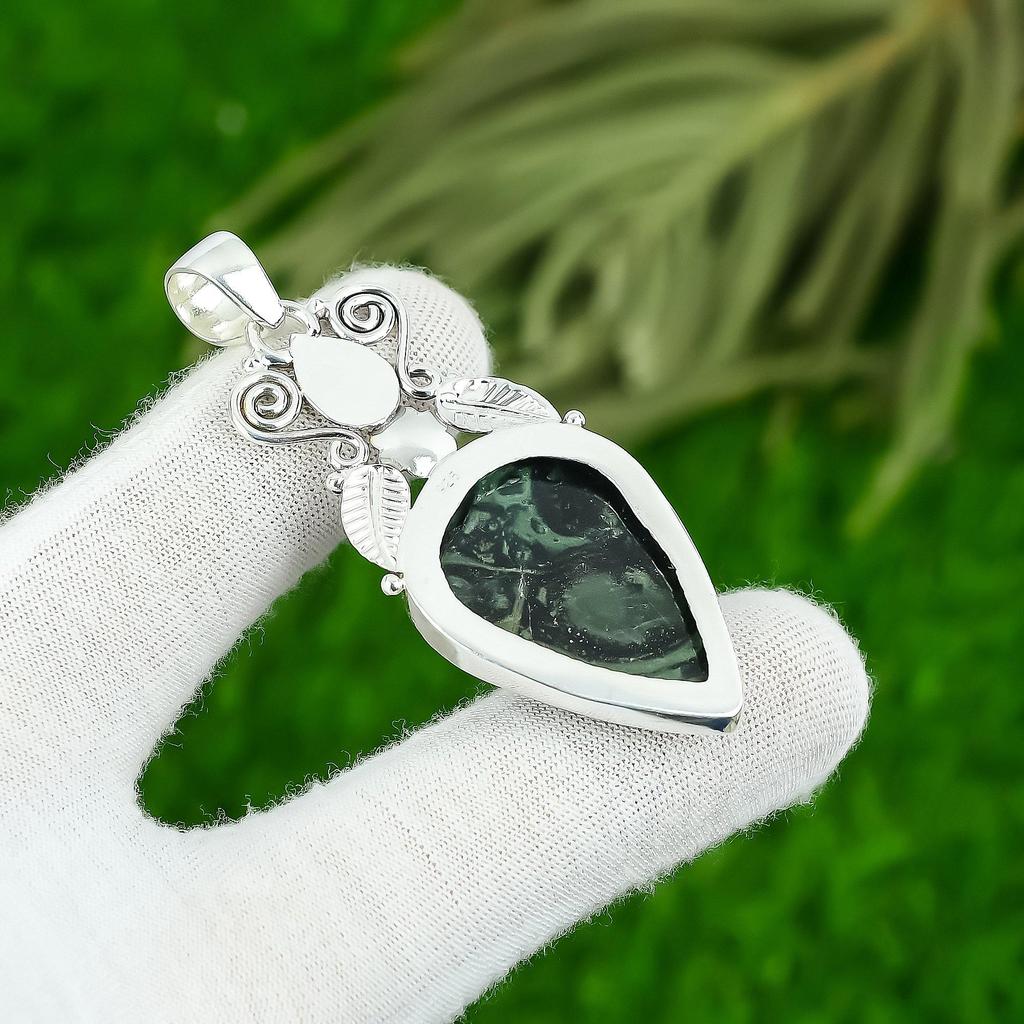Сделка ко Дню матери 925 Стерлинговое серебро Натуральный камень Камбаба Яшма Подвеска для жены Ювелирные изделия