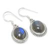 Natural Labradorite Gemstone 925 Solid Sterling Silver Gift Earring 1.25" h2M02