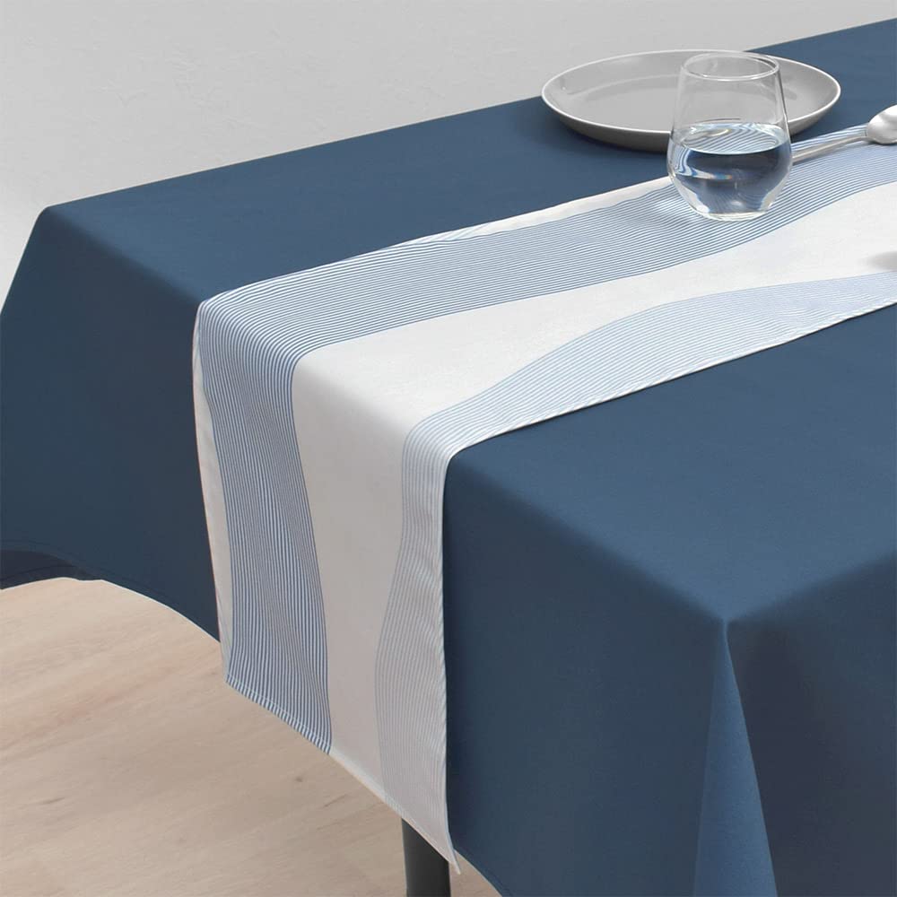 Table Runner Laminated Waterproof Nordic Table Center 210cm Wipeable Marine Blue Style Decor W2700130