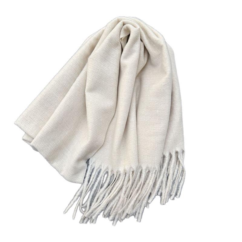 New Solid Color Scarf Couple Winter Shawl Dual-purpose Warm Long Thickened Fringed Scarf