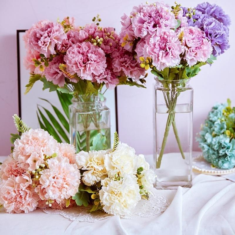 Искусственные цветы гвоздики Центральная часть Цветочный букет из искусственной гвоздики Искусственные цветы со стеблями 7 головок на связку