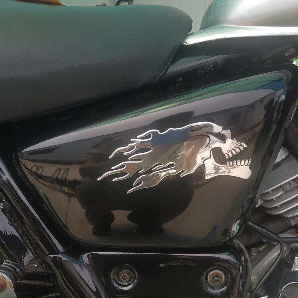 Мотоцикл Танк Автомобиль Щепка Пылающий Череп 3D Гелевая Наклейка Наклейка L/R Пара