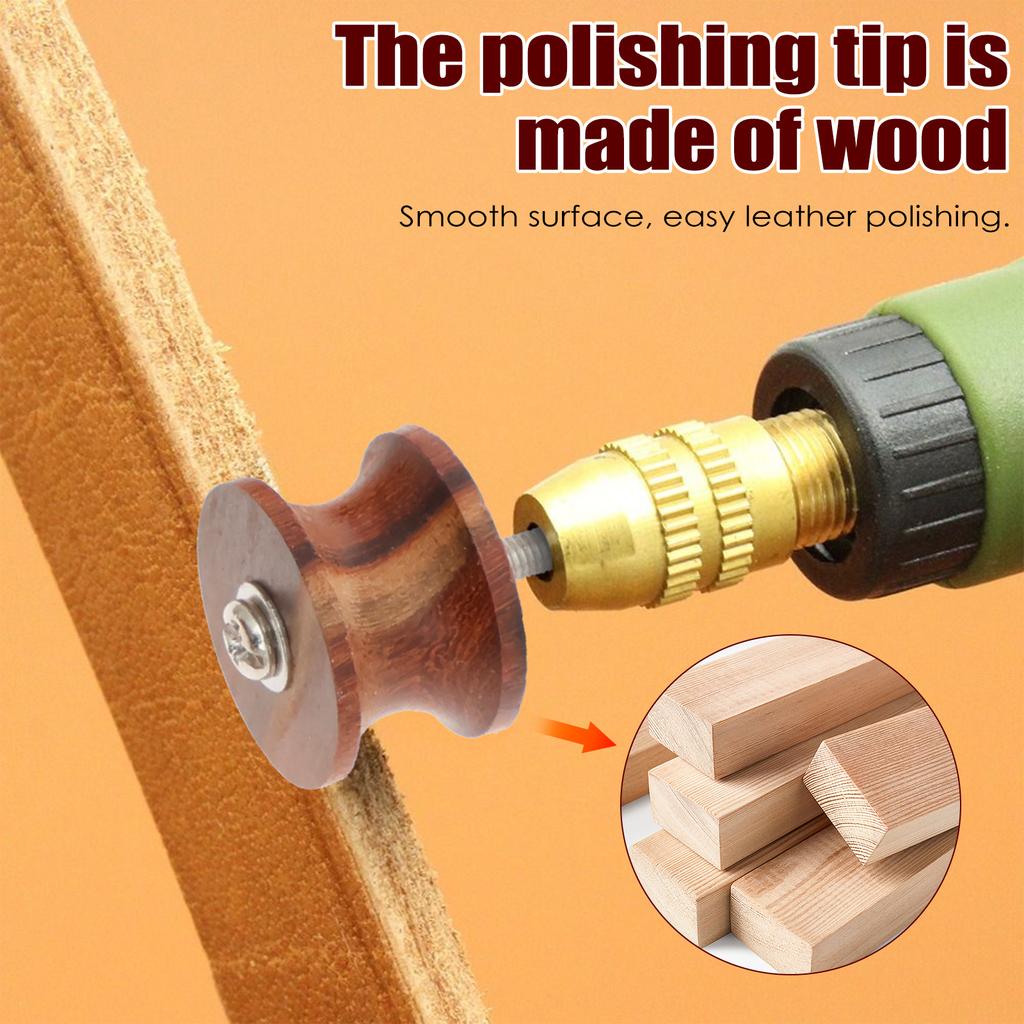 7Pcs Leather Edge Burnishing Bits Kit Enduring Sandalwood Head Leather Grinding Tool for Polishing Leather Crafts Rotary Tool