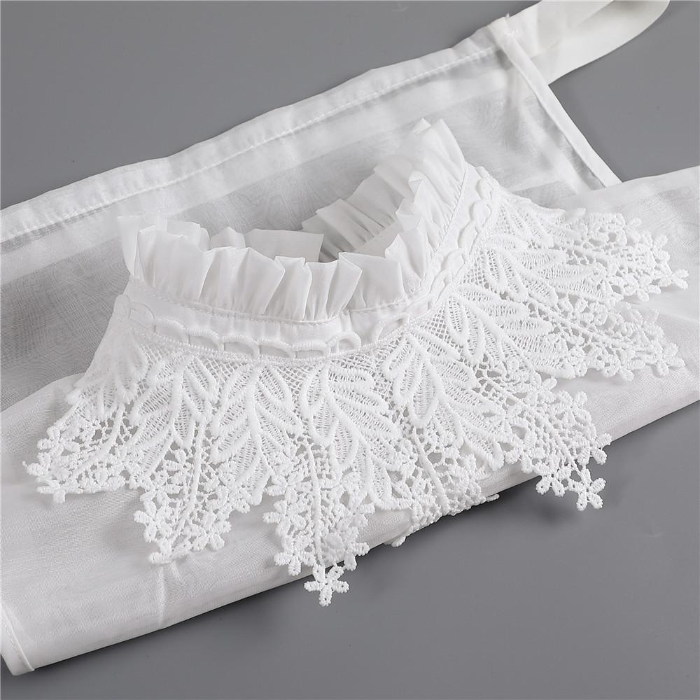 Linbaiway Embroidery False Collars for Woman Adjustable Detachable Shirt Fake Collars Blouse Top Half Shirt Decor Accessories