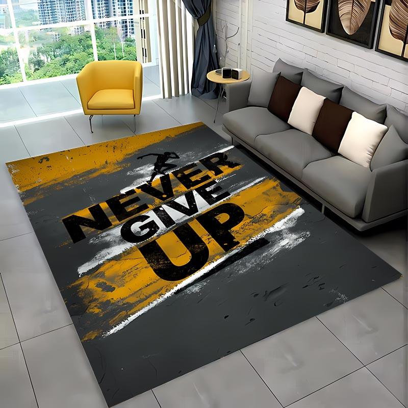 Забавные слова Черно-белый цвет Ковер, Предметы домашнего обихода для гостиной и спальни Коврики для дивана, Дверной коврик Напольный Противоскользящий коврик, Подарок