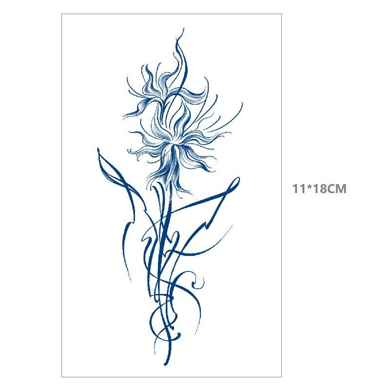 Herbal Juice Waterproof Butterfly Thorn Plain Flower Chest Semi Permanent Gradual Change Water Transfer Tattoo Sticker