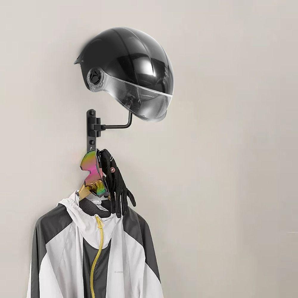 Wall Mounted 180° Rotation Helmet Hanger Space Saving Helmet Holder Helmet Hanger Bag