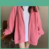 Sleeve Women V Hooded Long Neck Loose Pullovers Female Tops Solid Color Sweatshirts