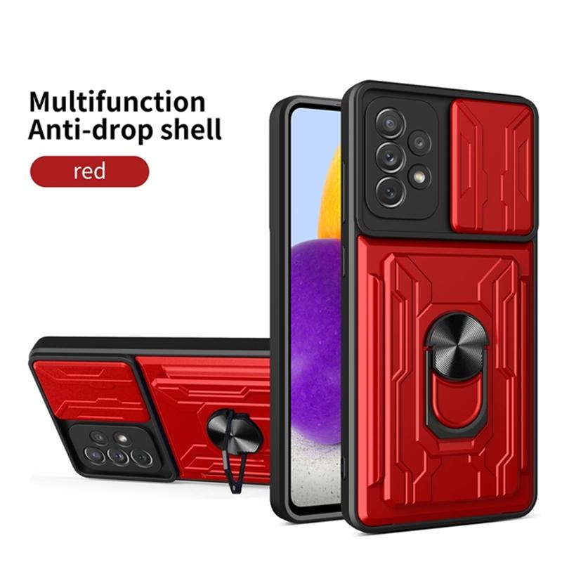 Ring Armor Card Slot Case For Samsung Galaxy A54 A53 A04S A14 S21 S22 S23 Ultra Plus Xiaomi Redmi Note 11 iPhone 14 13 12 11 Pro Max Shockproof Cover