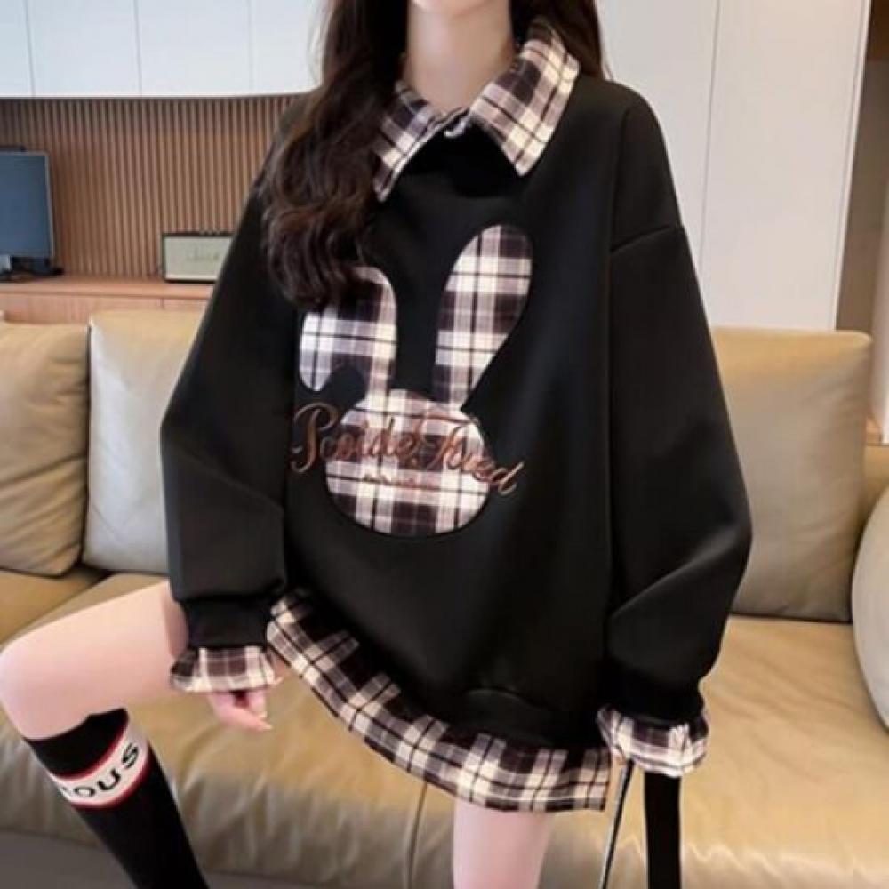 Navava Unisex Nt2030 Check Two In One Rabbit Long Sleeve Sweatshirt