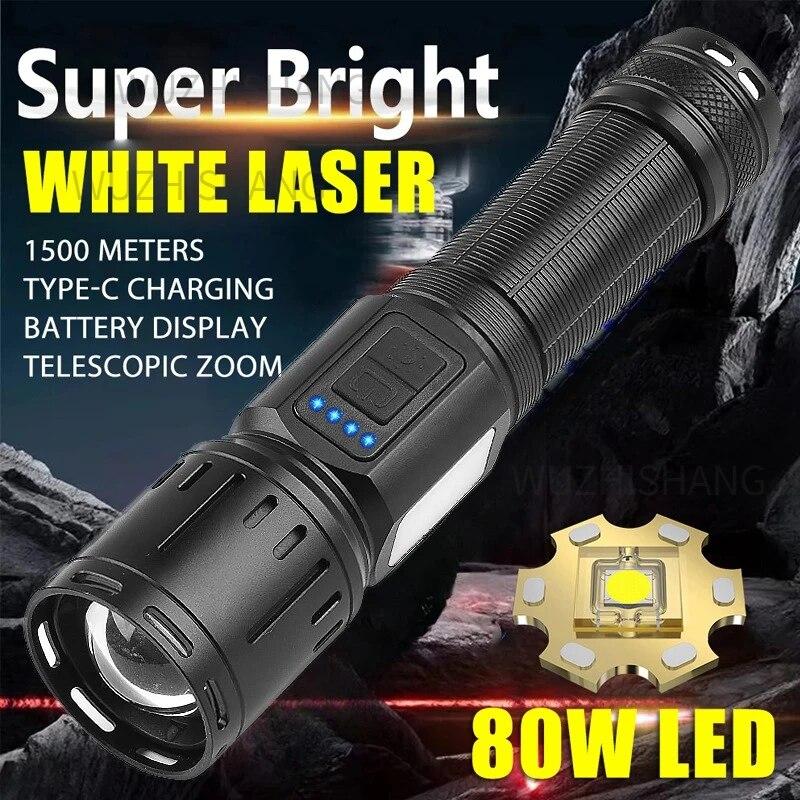 Светодиодный мощный фонарик USB перезаряжаемая вспышка с зумом тактический фонарь для дальнего выстрела фонарь для кемпинга на открытом воздухе аварийной ситуации